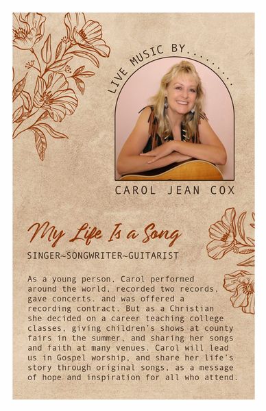 Flyer page 1: Concert - Carol's Life in Songs